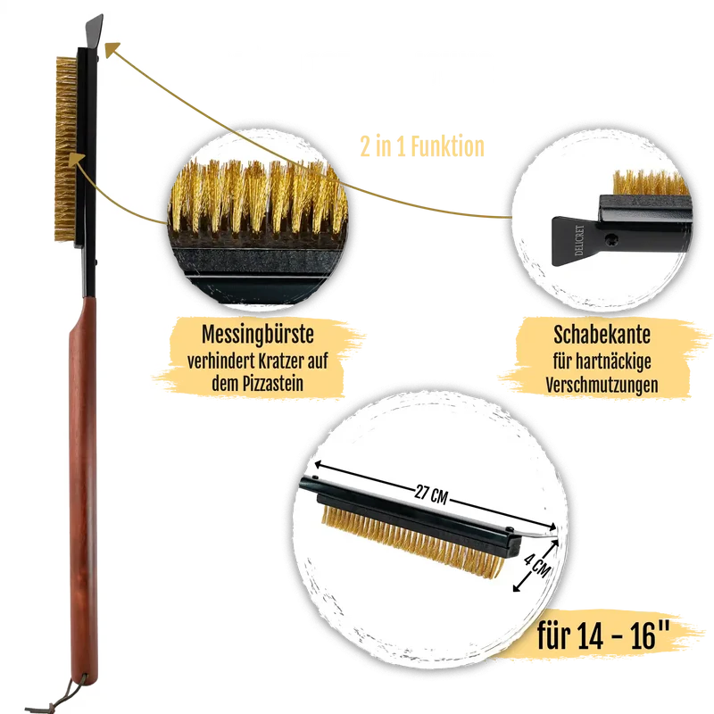 Delicret Black Line Ofenbürste 66cm – Messingborsten & Kratzer für maximale Sauberkeit