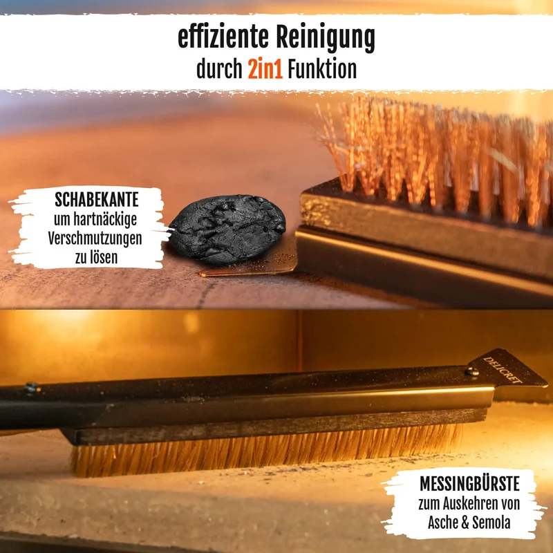 Delicret Black Line Ofenbürste 66cm – Messingborsten & Kratzer für maximale Sauberkeit