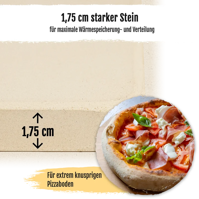 DELICRET - Pizzastein extra Groß 33x38cm – passend in jeden Haushaltsbackofen