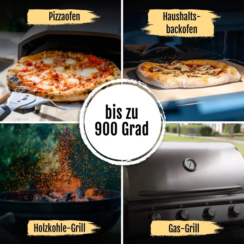 DELICRET - Pizzastein extra Groß 33x38cm – passend in jeden Haushaltsbackofen