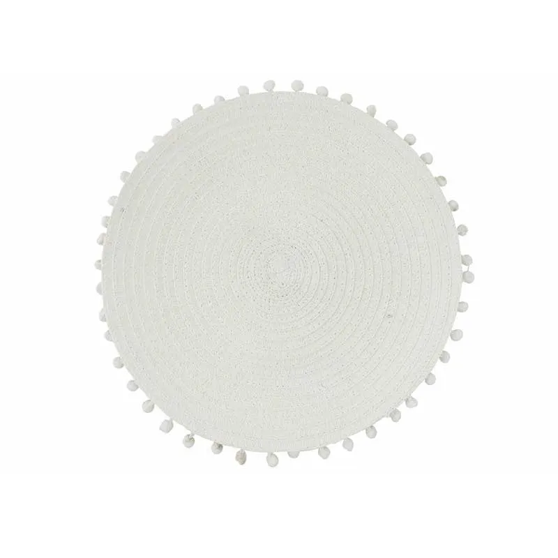 Villa d'Este set 6 Tovagliette con pon pon in cotone D 40 cm