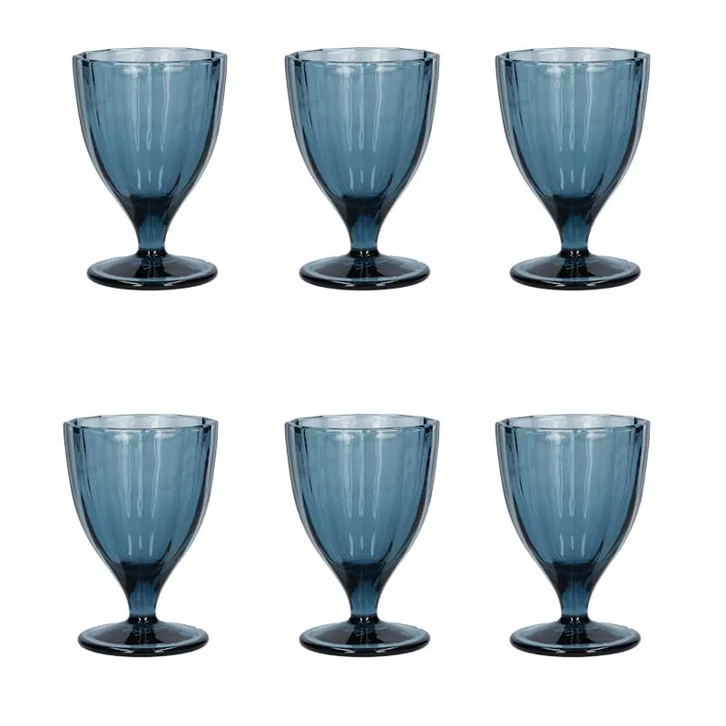 Rose e Tulipani Set 6 Calici Vino Blu Notte 30 cl