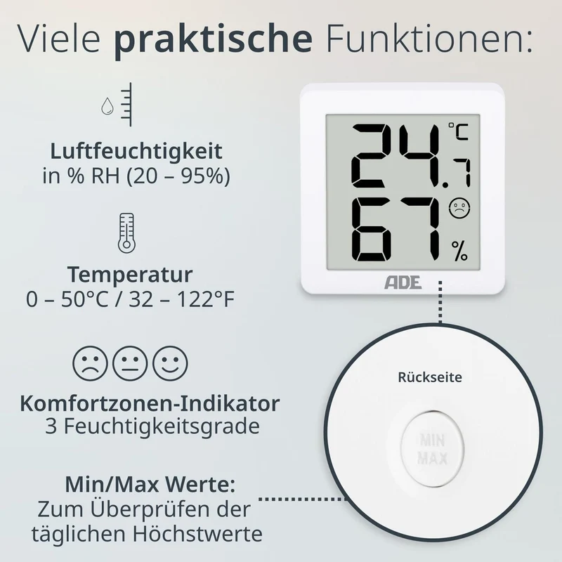 Digitales Thermo-/Hygrometer im 3er-Set