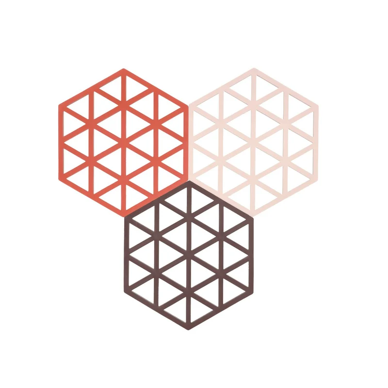 Zone Denmark Untersetzer Triangles 3 Stck. Burned Red/Rose/Kalamata