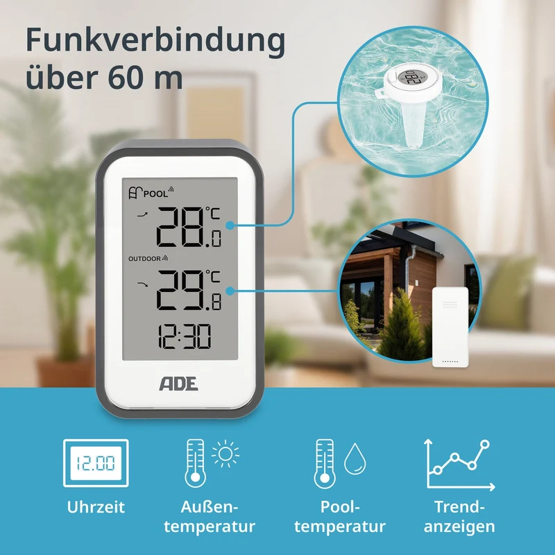 Digitales Poolthermometer mit Außensensor