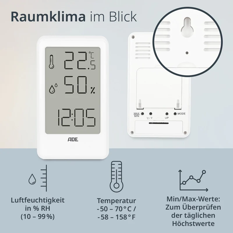 Digitales Thermo-/Hygrometer mit Uhr