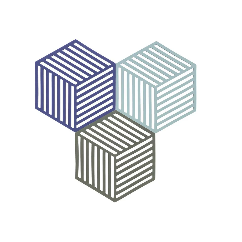 Zone Denmark Untersetzer Hexagon 3 Stck. Indigo/Fog/Olive Taupe