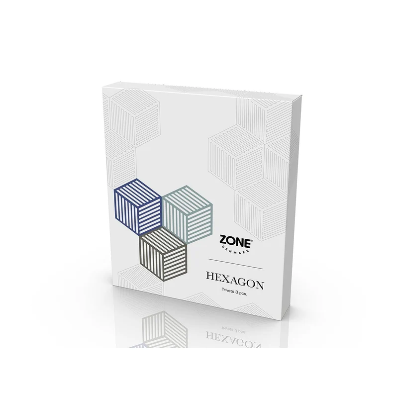 Zone Denmark Untersetzer Hexagon 3 Stck. Indigo/Fog/Olive Taupe