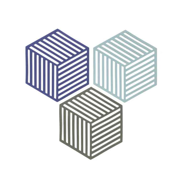 Zone Denmark Untersetzer Hexagon 3 Stck. Indigo/Fog/Olive Taupe