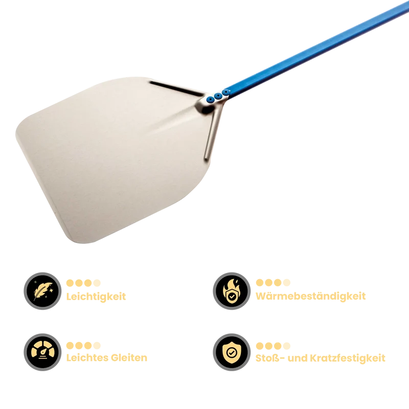 Gi Metal - Azzurra Pizzaschieber | Ø 30 cm | Stiel 60 cm | eckig