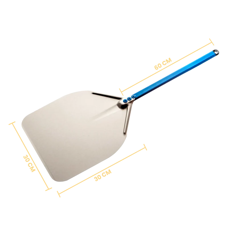 Gi Metal - Azzurra Pizzaschieber | Ø 30 cm | Stiel 60 cm | eckig