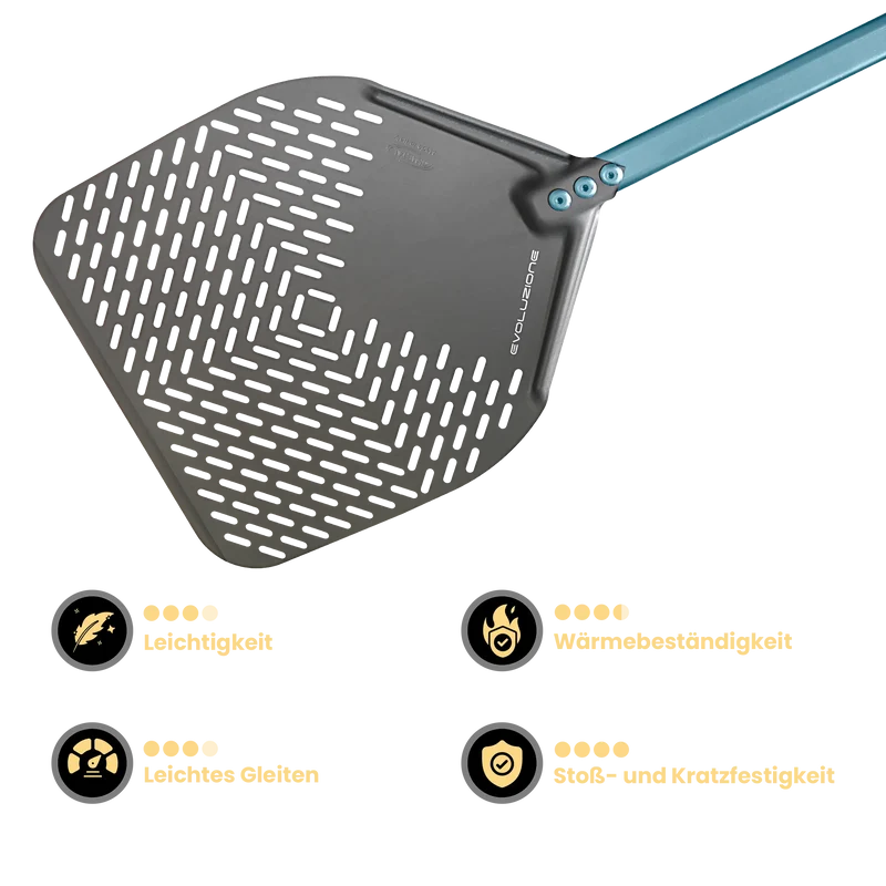 Gi Metal - Evolution SHA - Pizzaschieber | Ø 33 cm | Stiel 60 cm | eckig