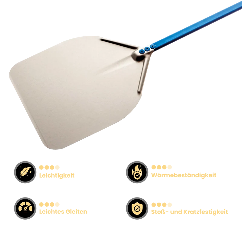 Gi Metal - Azzurra Pizzaschieber | Ø 33 cm | Stiel 60 cm | eckig
