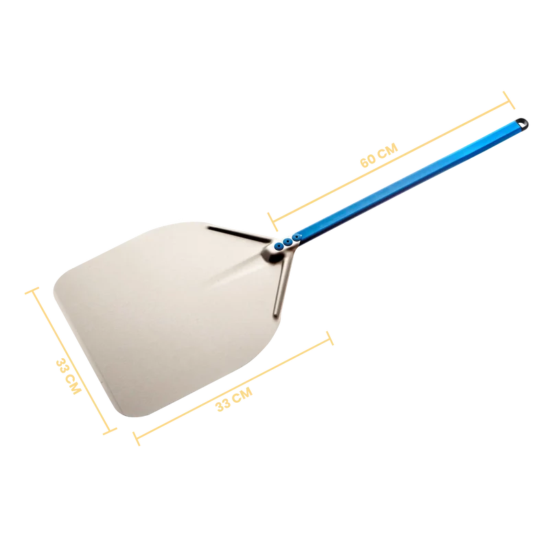 Gi Metal - Azzurra Pizzaschieber | Ø 33 cm | Stiel 60 cm | eckig