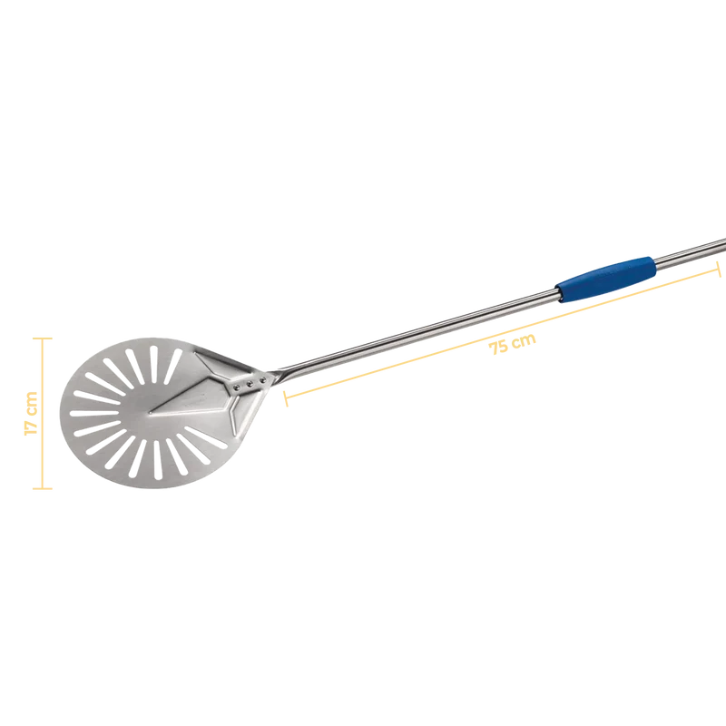 Gi Metal - Pizzawender perforiert Ø 17 cm & 75cm Stiel "turning peel" - Azzurra