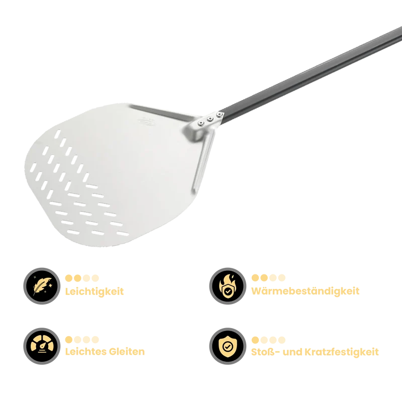 Gi Metal - Pizzaschieber Amica perforiert | Ø 32 cm | Stiel 60 cm