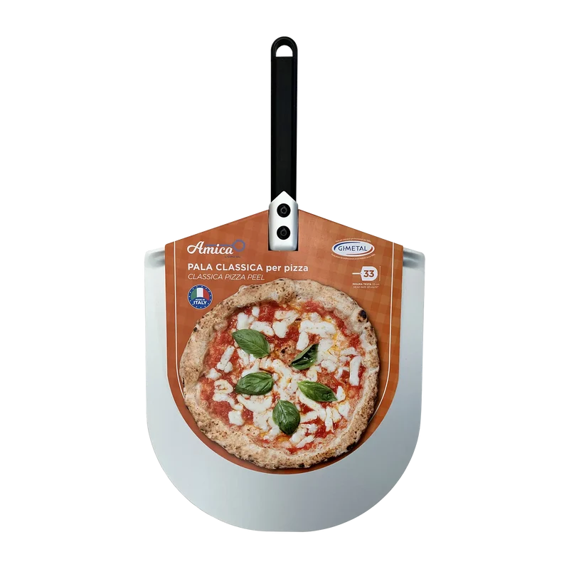 Gi Metal - Pizzaschieber Amica Classica 33cm Alu schwarz - kurzer Griff
