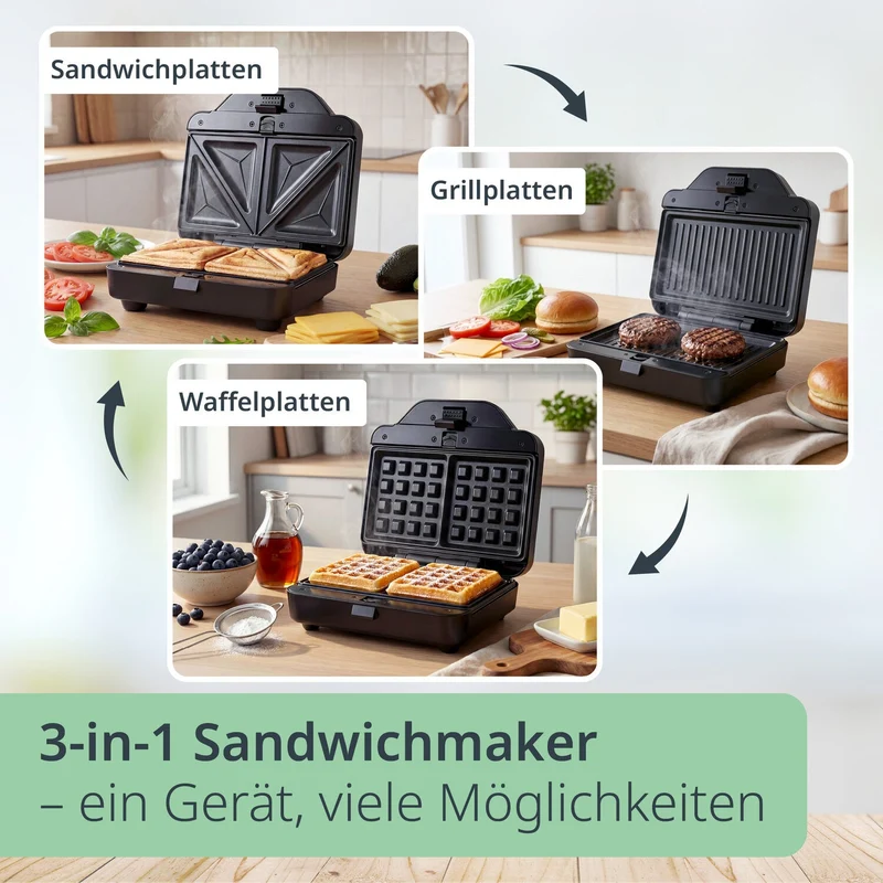 Sandwich- und Waffelmaker 3-in-1