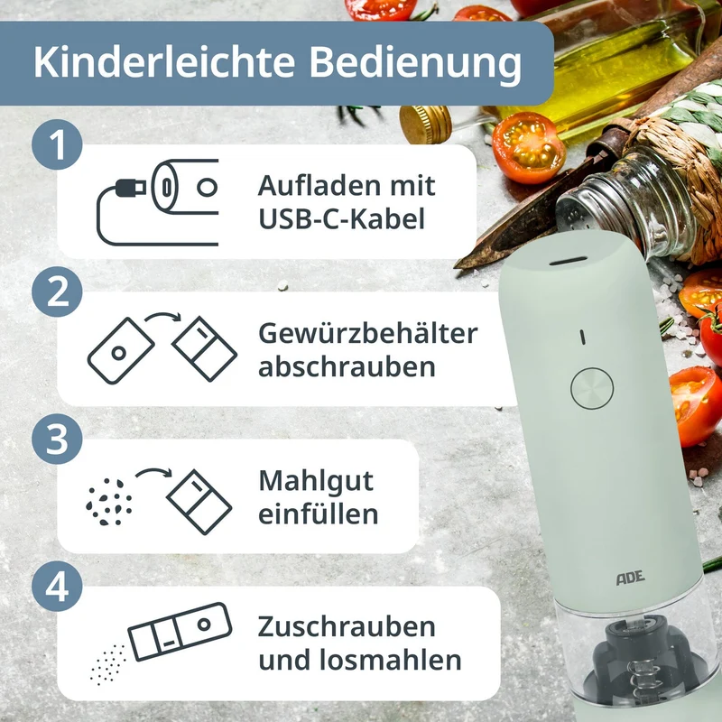 Elektrische Mini-Salz- und Pfeffermühle