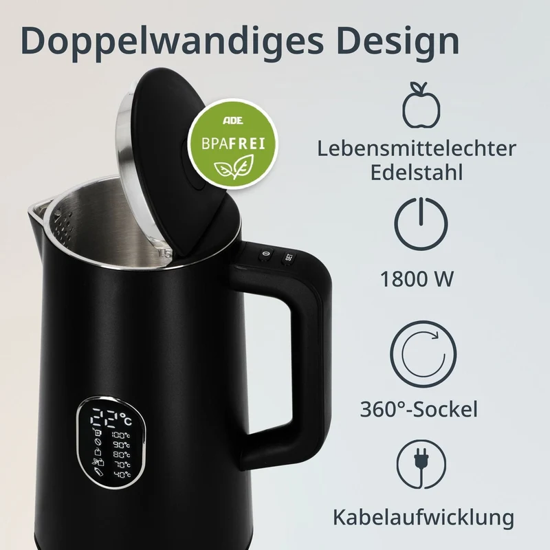 Wasserkocher mit Temperaturwahl