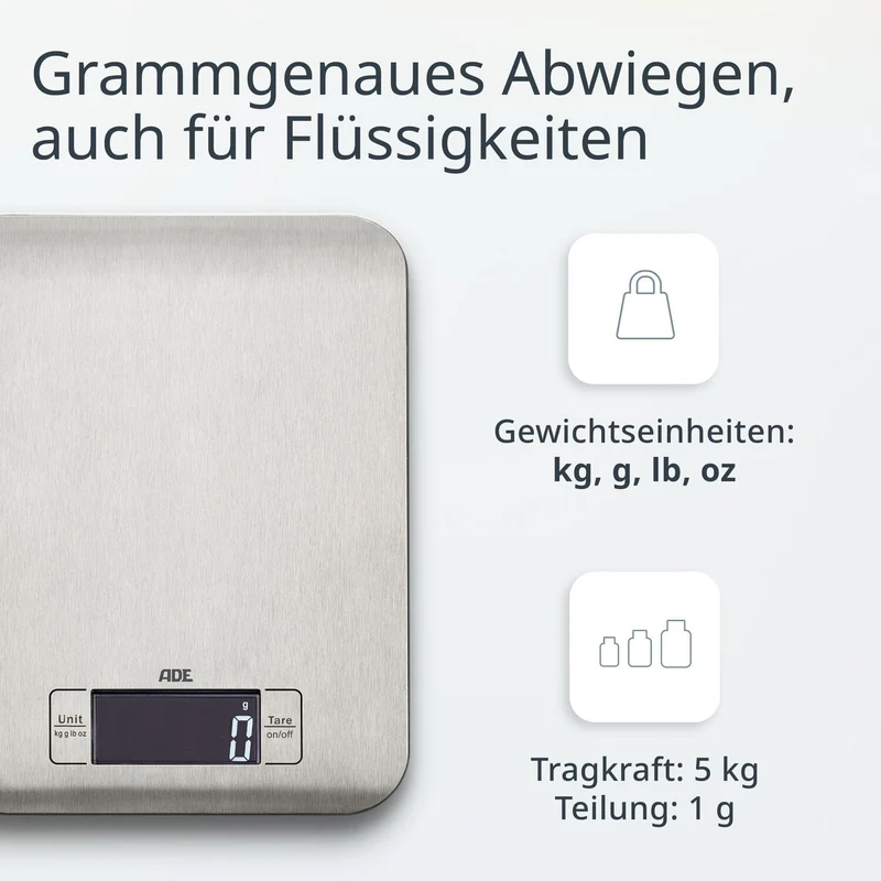 Digitale Küchenwaage aus Sicherheitsglas