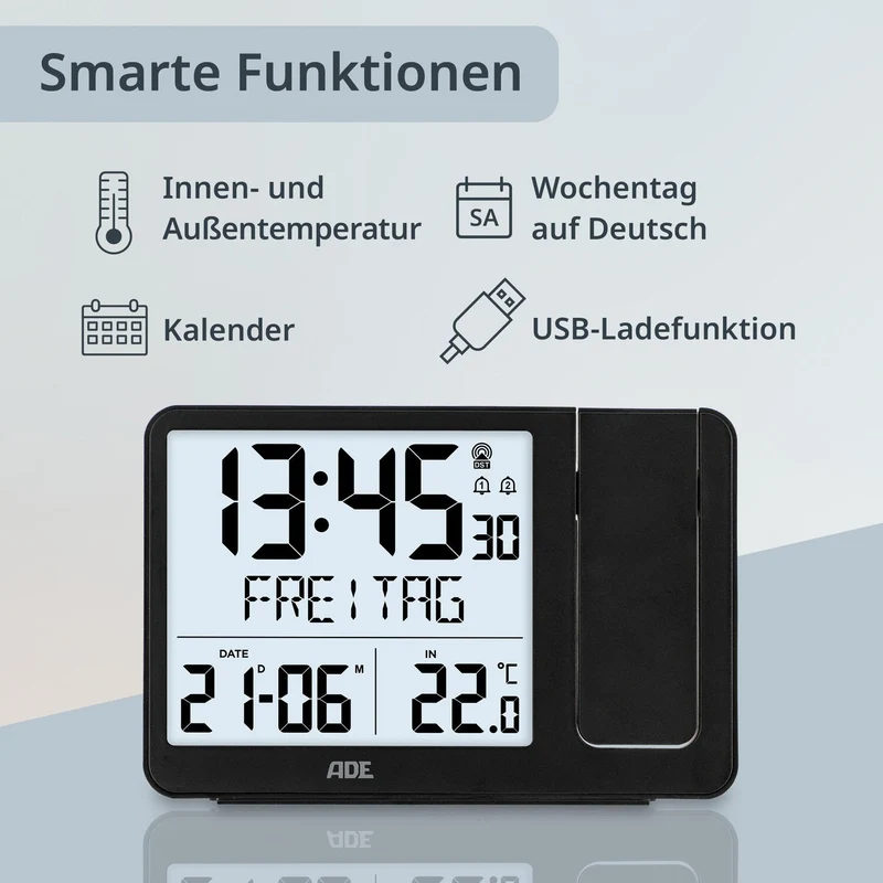 Digitale Funkuhr mit Projektion