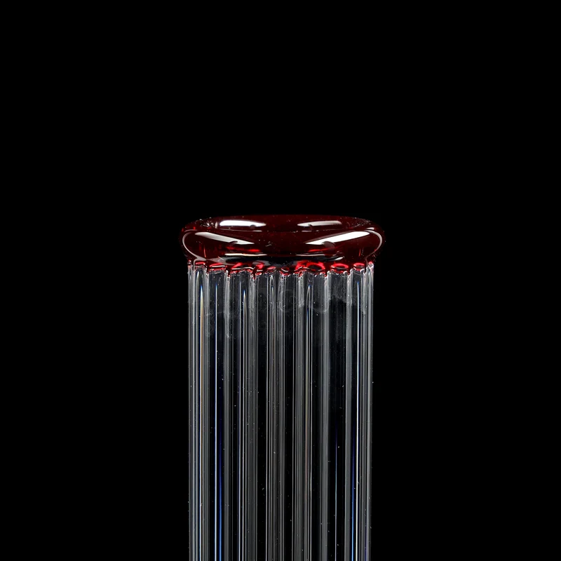 Red Series Bong #6 Rippenrohr (45cm), NS 18, Rundfuss; Mundstück: einfarbig Rot; Eiskerben: einfarbig Rot; Logo: Sonderlogo Rot-Grün