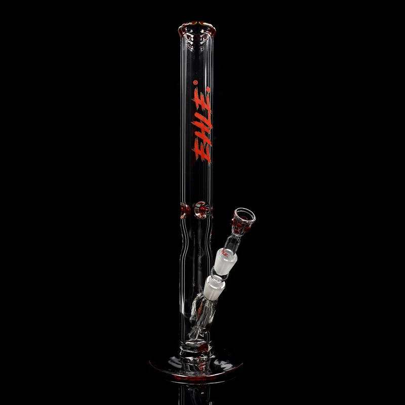 Red Series Bong #8 Zylinder 7mm (45cm), NS 18,: Rundfuss: einfarbig Rot;Mundstück: einfarbig Rot; Eiskerben: einfarbig Rot; Logo: Sonderlogo Rot-Grün