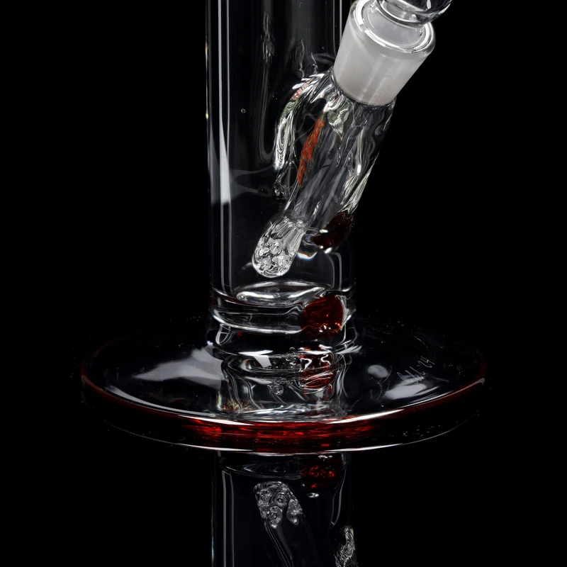 Red Series Bong #8 Zylinder 7mm (45cm), NS 18,: Rundfuss: einfarbig Rot;Mundstück: einfarbig Rot; Eiskerben: einfarbig Rot; Logo: Sonderlogo Rot-Grün