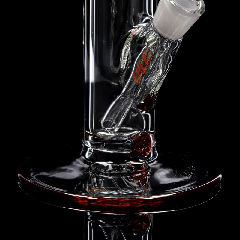 Red Series Bong #8 Zylinder 7mm (45cm), NS 18,: Rundfuss: einfarbig Rot;Mundstück: einfarbig Rot; Eiskerben: einfarbig Rot; Logo: Sonderlogo Rot-Grün