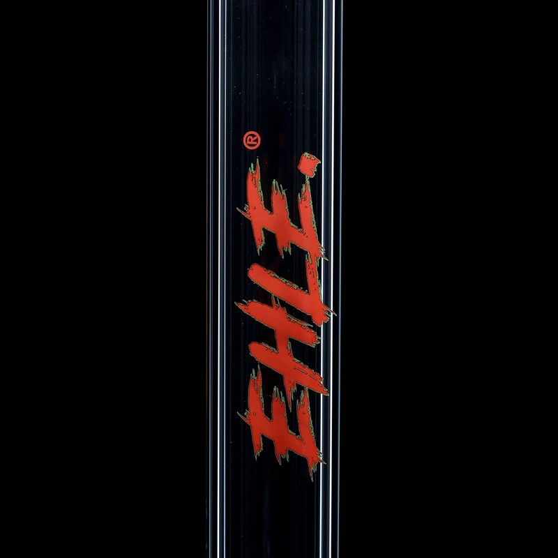 Red Series Bong #8 Zylinder 7mm (45cm), NS 18,: Rundfuss: einfarbig Rot;Mundstück: einfarbig Rot; Eiskerben: einfarbig Rot; Logo: Sonderlogo Rot-Grün