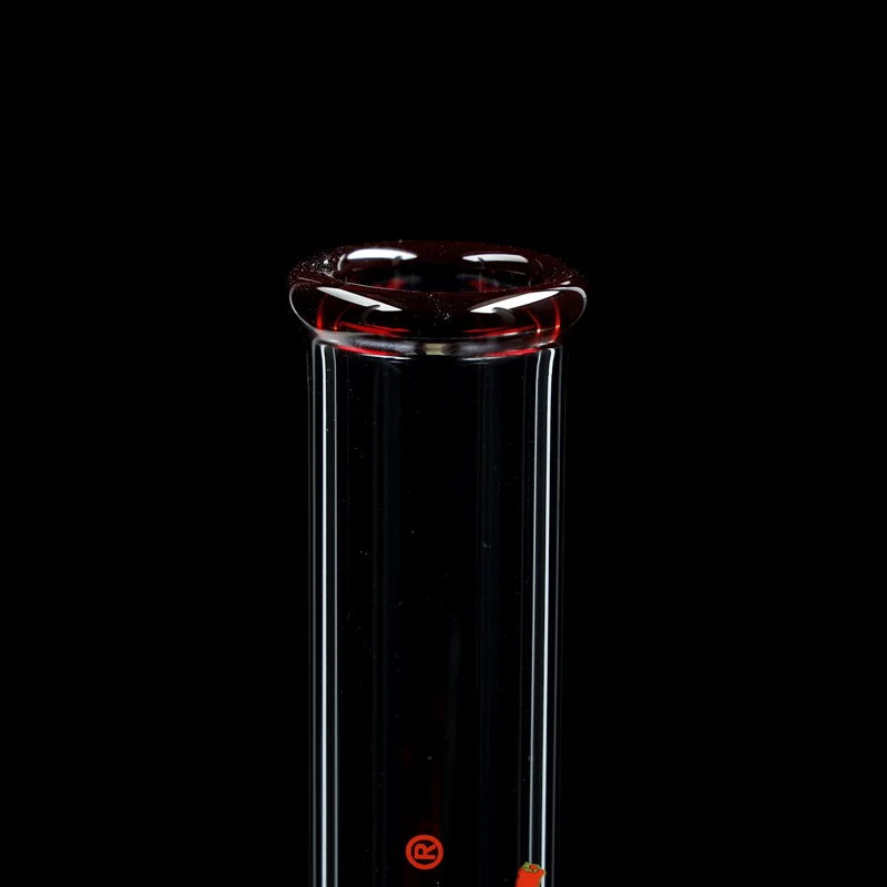 Red Series Bong #5 Beaker Big Brother 5mm; Mundstück: einfarbig Rot; Eiskerben: einfarbig Rot; Logo: Sonderlogo Rot-Grün