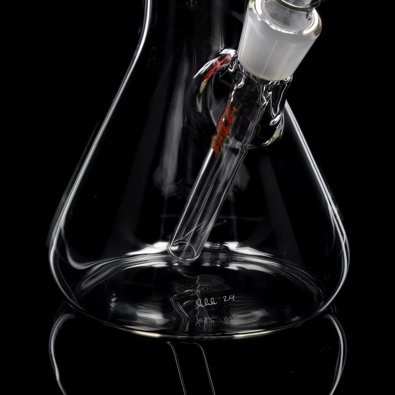 Red Series Bong #5 Beaker Big Brother 5mm; Mundstück: einfarbig Rot; Eiskerben: einfarbig Rot; Logo: Sonderlogo Rot-Grün