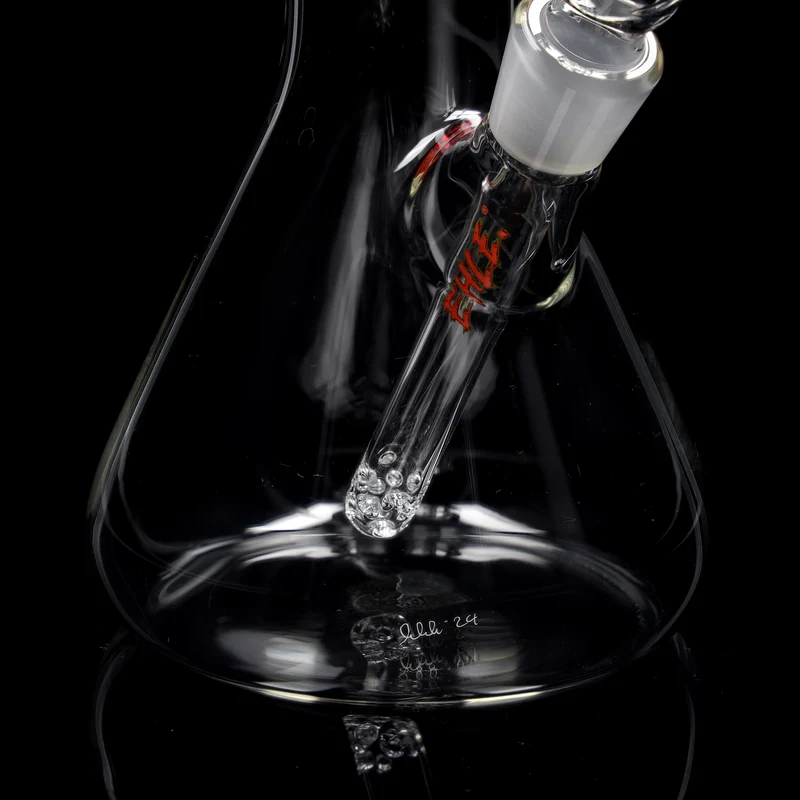 Red Series Bong #5 Beaker Big Brother 5mm; Mundstück: einfarbig Rot; Eiskerben: einfarbig Rot; Logo: Sonderlogo Rot-Grün