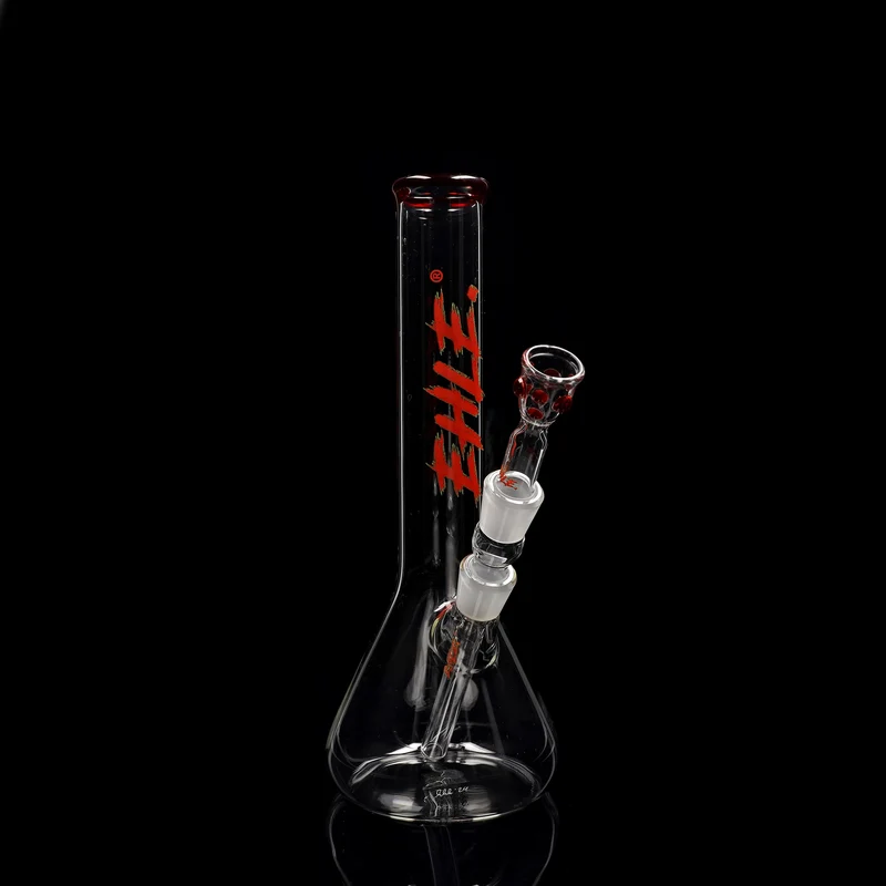Red Series Bong #4 Beaker Little Brother 3.2mm; Mundstück: einfarbig Rot; Logo: Sonderlogo Rot-Grün