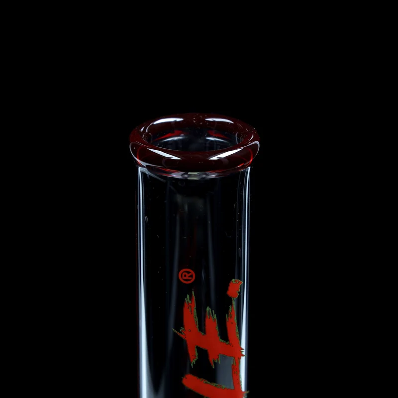 Red Series Bong #4 Beaker Little Brother 3.2mm; Mundstück: einfarbig Rot; Logo: Sonderlogo Rot-Grün