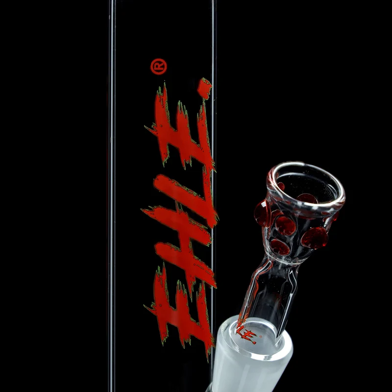 Red Series Bong #4 Beaker Little Brother 3.2mm; Mundstück: einfarbig Rot; Logo: Sonderlogo Rot-Grün
