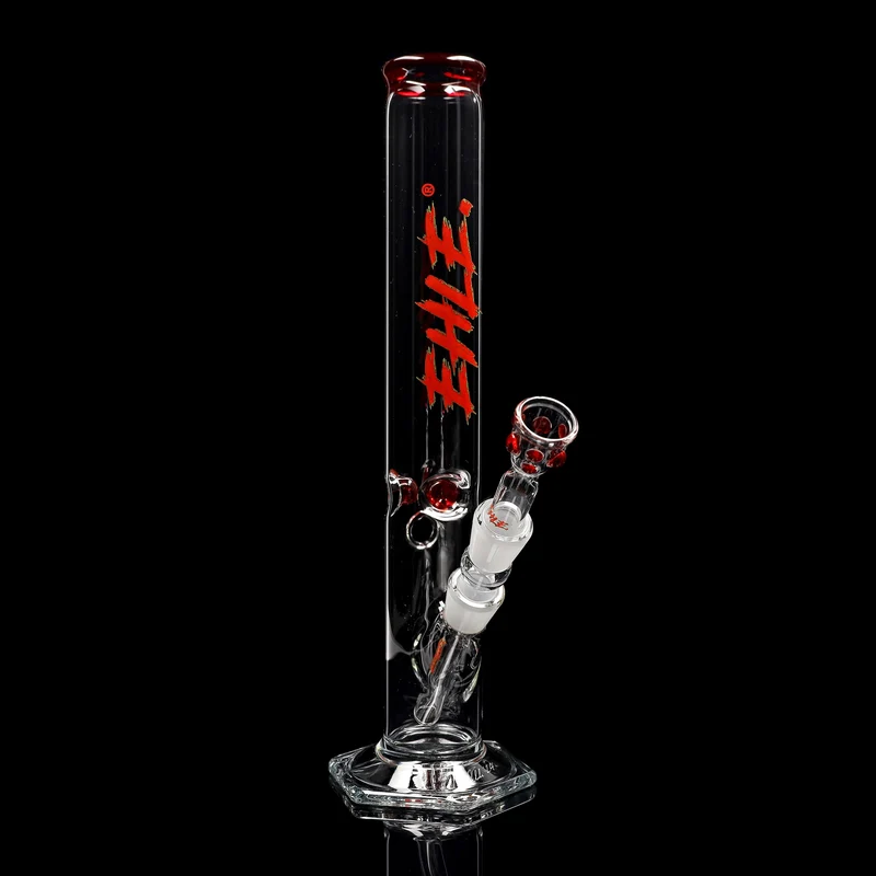 Red Series Bong #3, 500ml, NS 18; Mundstück: einfarbig Rot; Eiskerben: einfarbig Rot; Logo: Sonderlogo Rot-Grün