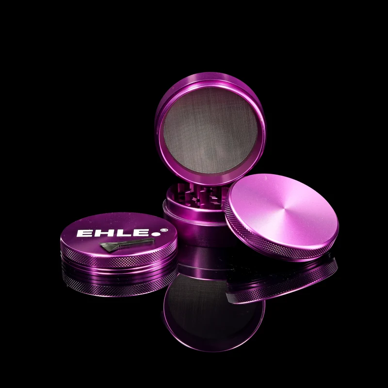 EHLE. Aluminium Grinder 63mm Lila – 4-teilig mit Pollensieb