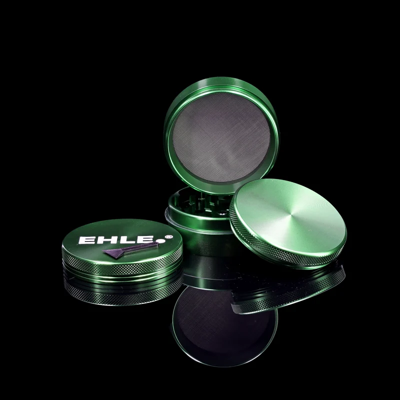 EHLE. Aluminium Grinder 63mm Grün – 4-teilig mit Pollensieb