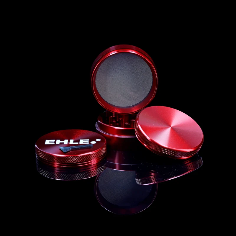 EHLE. Aluminium Grinder 63mm Rot – 4-teilig mit Pollensieb