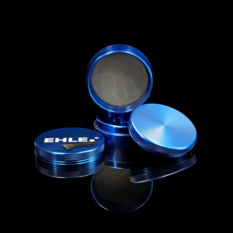 EHLE. Aluminium Grinder 63mm Blau – 4-teilig mit Pollensieb