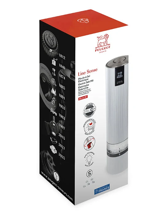 Peugeot Line Sense Elektrische Salzmühle, u‘Select, 20 cm, Aluminium, (wiederaufladbar) Lithium-Ionen-Akku