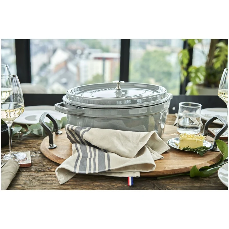 STAUB Cocotte, 37 cm | Graphit-Grau | oval | Gusseisen