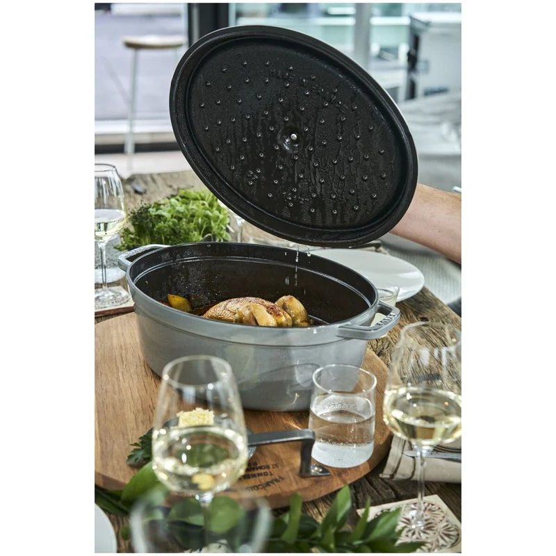 STAUB Cocotte, 37 cm | Graphit-Grau | oval | Gusseisen