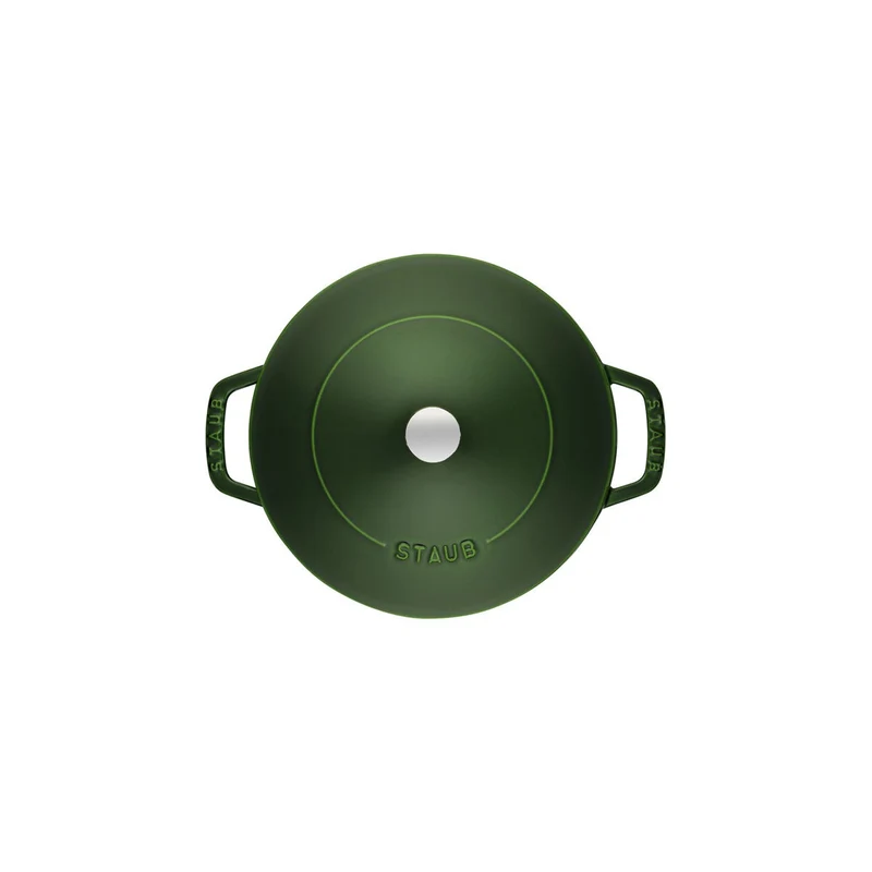 STAUB Bräter mit Chistera Drop-Structure, 28 cm | Basilikum-Grün | rund | Gusseisen