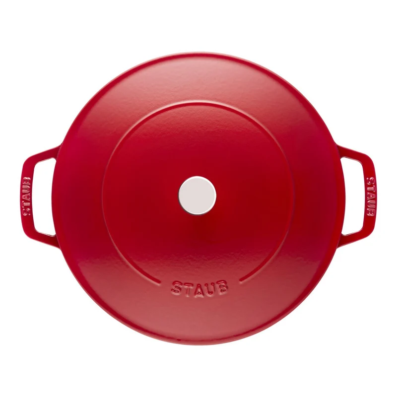 STAUB Bräter mit Chistera Drop-Structure , 28 cm | Kirsch-Rot | rund | Gusseisen