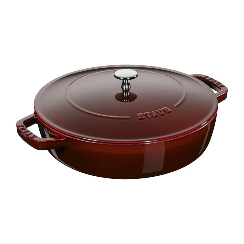 STAUB Bräter mit Chistera Drop-Structure, 28 cm | Grenadine-Rot | rund | Gusseisen