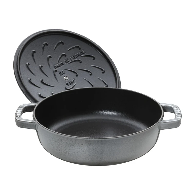 STAUB Bräter mit Chistera Drop-Structure, 28 cm | Graphit-Grau | rund | Gusseisen