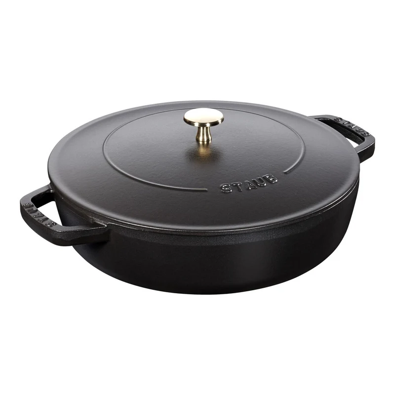 STAUB Bräter mit Chistera Drop-Structure, 28 cm | Schwarz | rund | Gusseisen